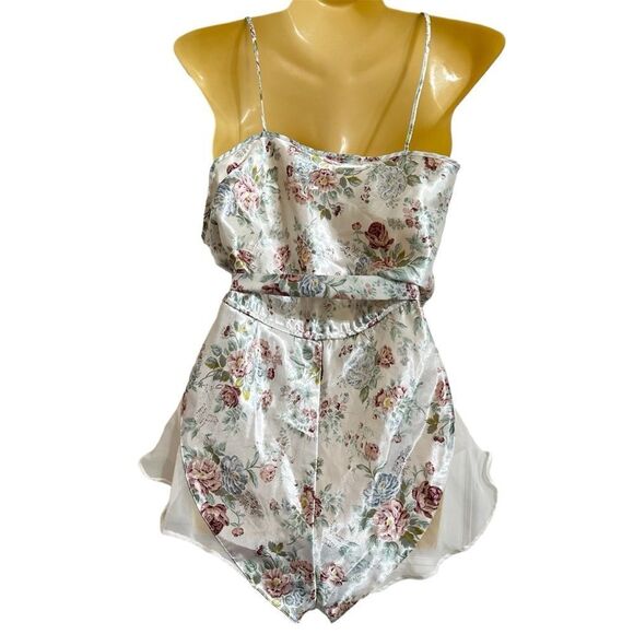 VINTAGE VICTORIA’S SECRET GOLD LABEL‎ FLORAL SATIN BODYSUIT LINGERIE M FAIRY - Picture 4 of 7